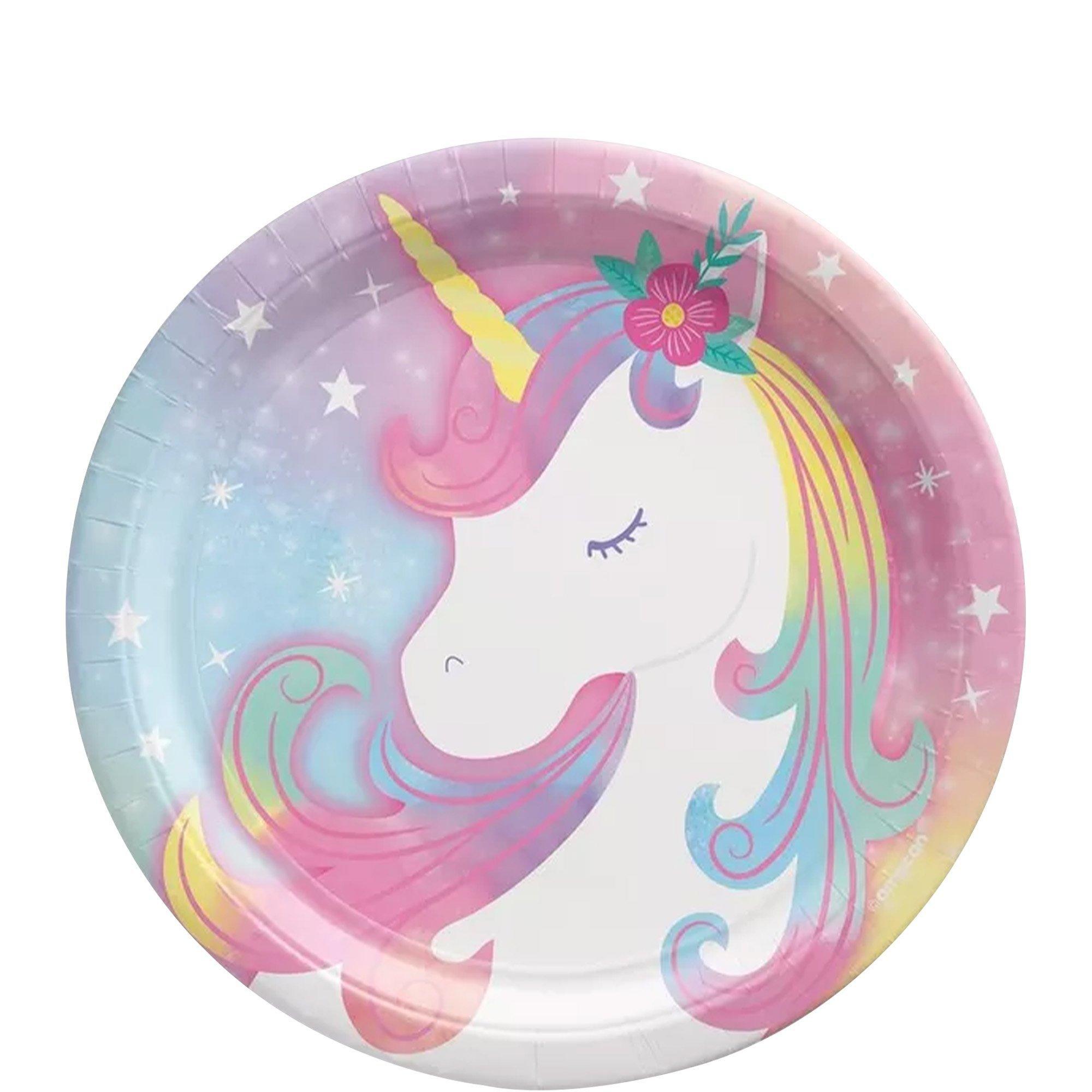 Enchanted Unicorn Birthday Party Supplies Pack for 8 Guests - Kit Includes Plates, Napkins, Table Cover, Banner Decoration, Swirls, Centerpiece, Favors with Bags & Pinata